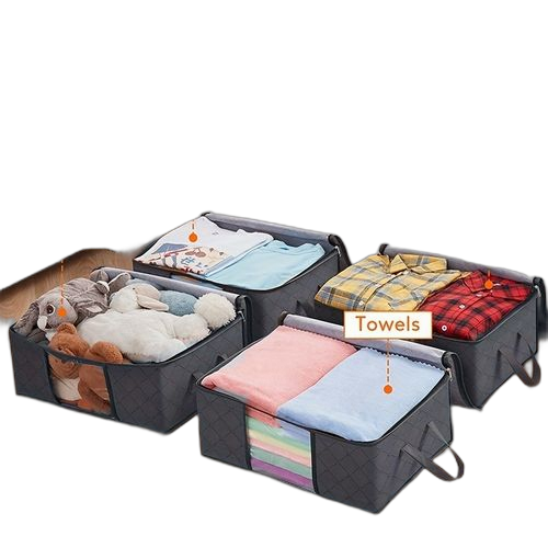 6 bacs de rangement portables durables avec poignées robustes et fenêtre visible – gris foncé
