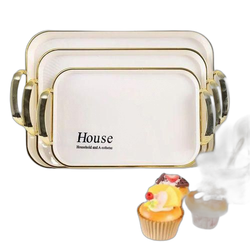 Aiva lot de 3 plateaux de service avec poignees plateau organisateur plateau decoratif