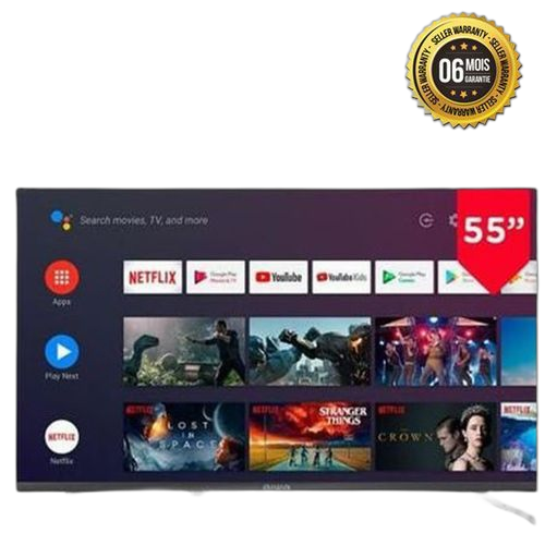 Aiwa tv 55 pouces smart tv android 9.0 ultra uhd 4knoir modèle garantie 6 mois
