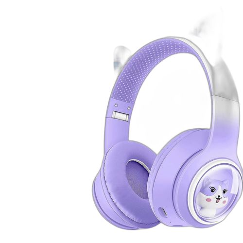 Akz casque bluetooth cat pour enfant purple
