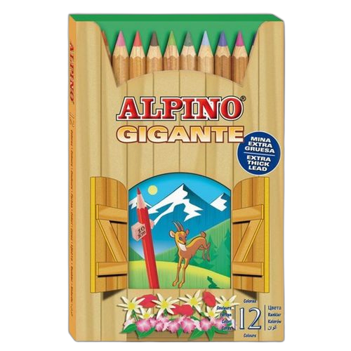 Alpina lot de 12 crayonsde couleur ecologique en bois multicolor