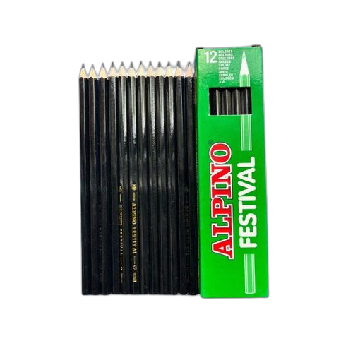 Alpino lot de 12 crayons de couleur en bois lisse vert sombre