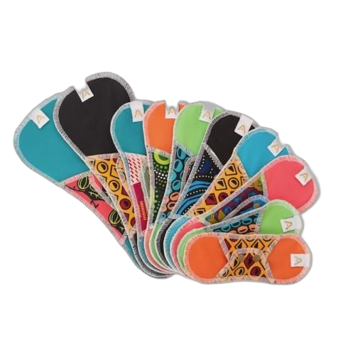 Apiafrique kit 3 serviettes hygiéniques lavables maxi coton bio orange