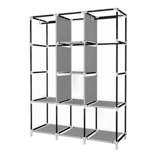 Armoire en tissu de grande capacité, armoire amovible gris – Image 3