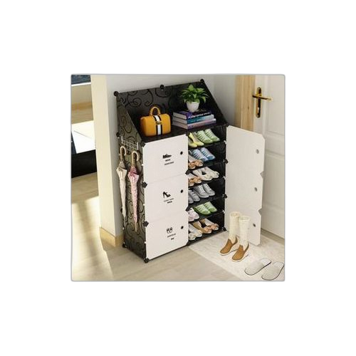 Armoire etagère à chaussures modulable diy 6 cubes divisés en 2 blanc