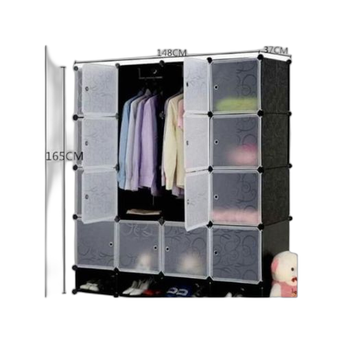 Armoire penderie 4 battantcube montable et démontable résine