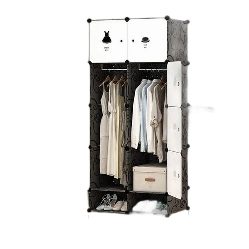 Armoire penderie montable et démontable noir blanc