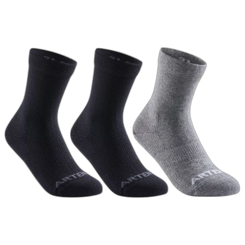 Artengo chaussettes de sport enfant hautesartengo rs 160 noir gris lot de 3