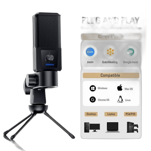 Autre jeemak microphone condensateur usb à cardioïde 100 hz à 18 khz,192k / 24bit pour pcavec trépied et filtre anti pop