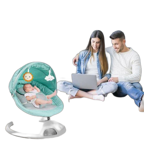 Balancelle bébé, transat électrique avec télécommande, vert