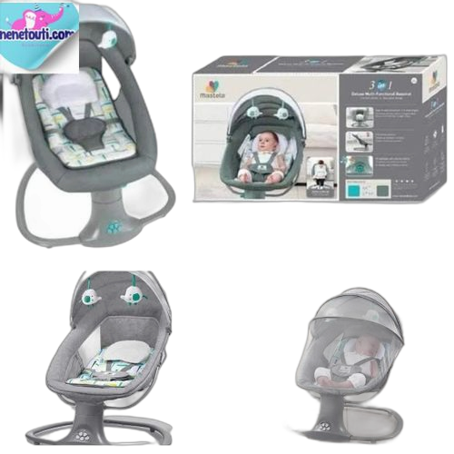 Balancelle multifonctionnelleautoatiquepour bébé 3 en 1 gris vert
