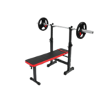 Banc de musculation multifonction abdominaux pliable avec support de barres pour haltère et station à dips