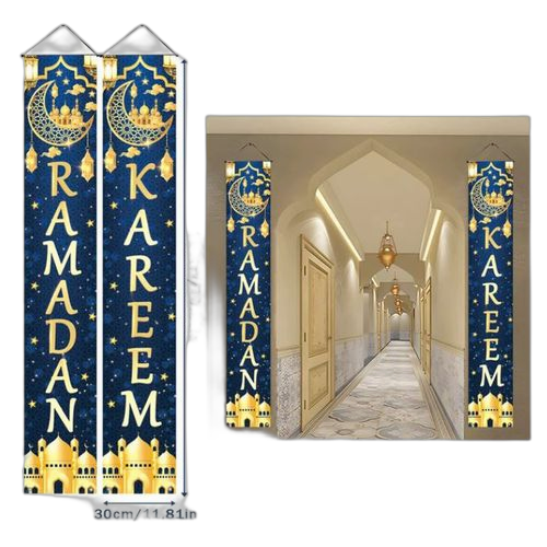 Bannière de porte ramadan mubarak, décor de fête musulmane islamique