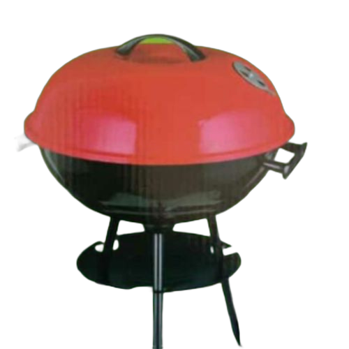 Barbecue en acier avec 2 roues noir rouge