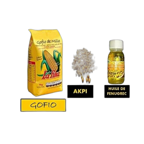Bio naturelle pack grossissant gofio 1 kg akpi 50rgr huile de fenugrec 60 ml