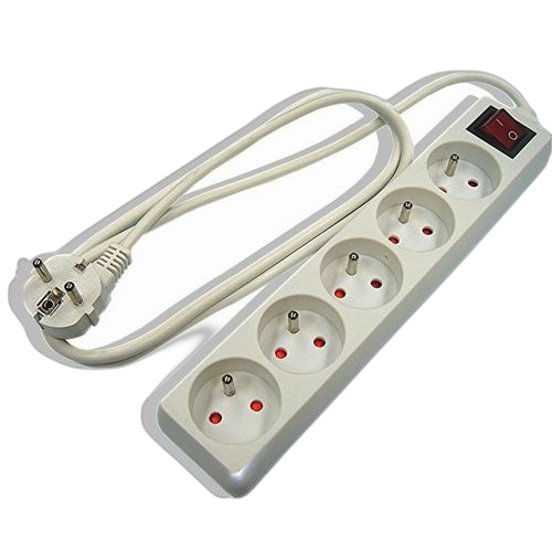 Bloc multiprise 5 prises 16a avec interrupteur blanc