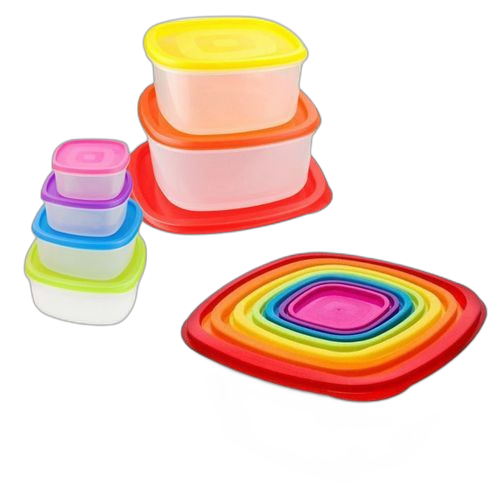 Boîtes de conservation des aliments avec couvercles colorés 7 pièces