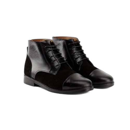 Bottines a lacets en cuir et daim glacé bleu bic pour homme