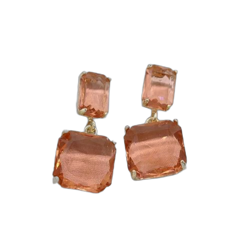 Boucles d'oreilles carrées pendantes en cristal orange