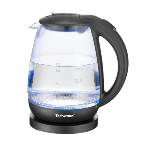 Bouilloire sans fil en verre posable sur socle 2l