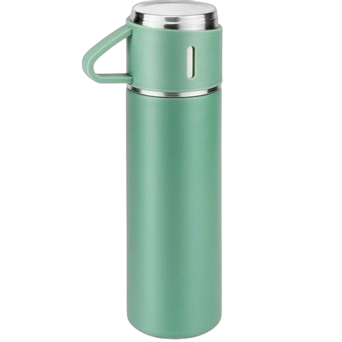 Bouteille isotherme à café en acier inoxydable avec tasse pour boissons chaudes et froides 500 ml vert