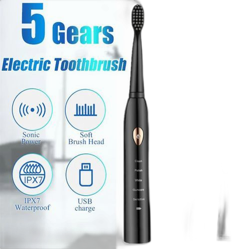 Brosse à dents électrique intelligente + 3 têtes de brosse noir
