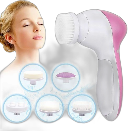 Brosse nettoyante electrique pour visage 5 in 1 rose/blanc