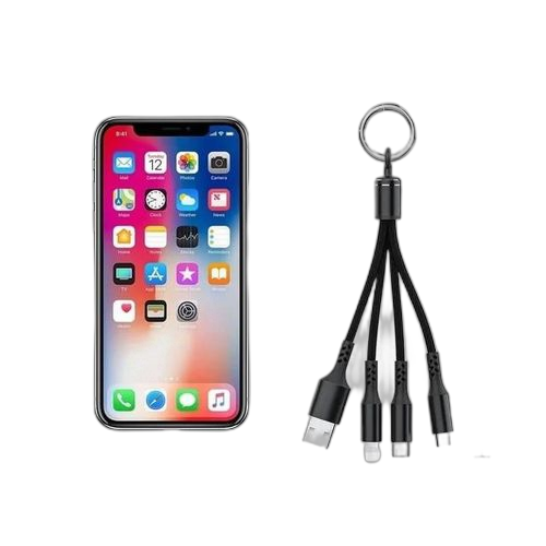 Câble de chargement usb tout en 1 avec micro usb/type c/connecteurs d'éclairage pour banque d'alimentation téléphone portable, charge universelle 15cm