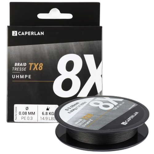 Caperlan tresse peche aux leurres tx8 gris 130m