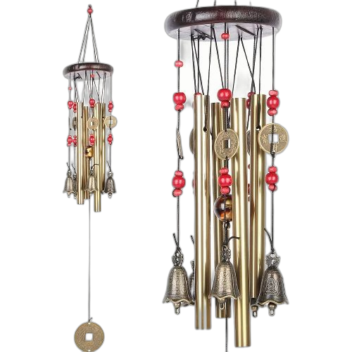 Carillon à vent suspendu vintage 1 pièce avec tube en métal, décoration suspendue traditionnelle en bronze