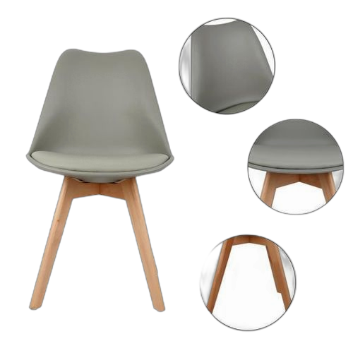 Chaise scandinave coque pp coussin gris