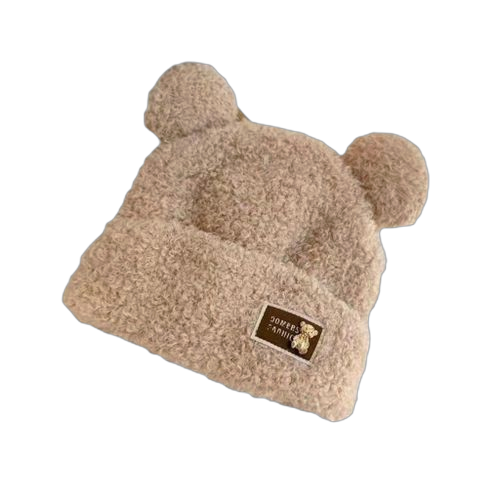 Chapeau avec oreilles d'ours mignons avec autocollants pour l'hiver, le cyclisme, la randonnée...