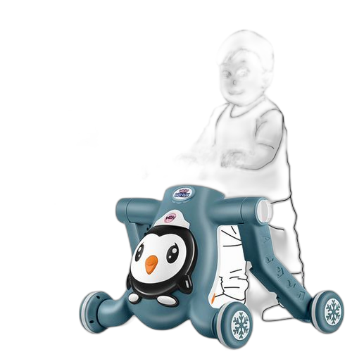 Chariot 3 en 1 trotteur marchette pour bébé bleu