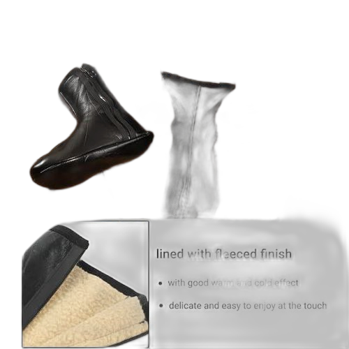 Chaussettes d'intérieur unisexe automne / hiver en simili cuir noir