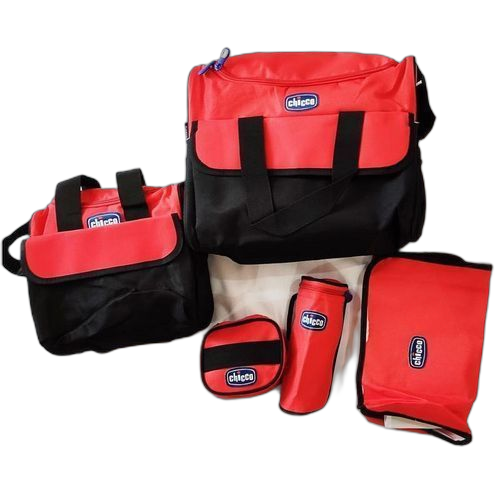 Chicco 4 piéces sac à langer (2 sacs+trousse biberon &trousse accessoire) rouge/noir