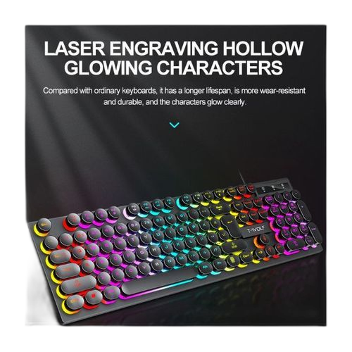 Clavier de jeu led, clavier d'ordinateur, clavier mécanique 104 touches, clavier filaire usbnoir