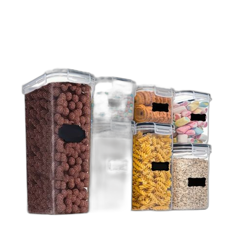 Contenants hermétiques de stockage des aliments, 7 pièces, avec étiquettes et marques