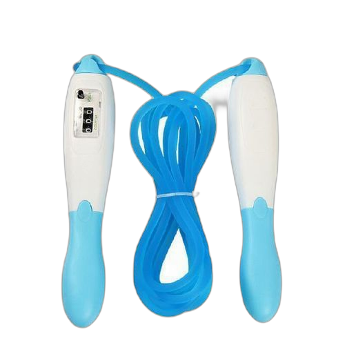 Corde à sauter réglable avec compteur automatique blanc/bleu
