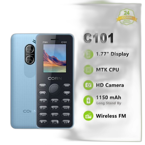 Corn mobile c101 1.77" dual sim radio fm sans fil 1150mah