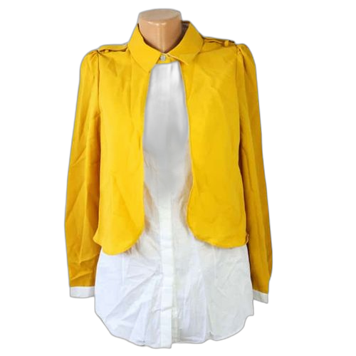 Cr chemise femme manches longues coton jaune blanc