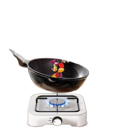 Cuisinière à gaz portable à quatre brûleurs, cuisinière à gaz de camping, facile à nettoyer blanc