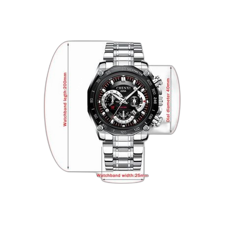 Cx 029a calendrier sportif pour homme montre étanche en acier inoxydable noir