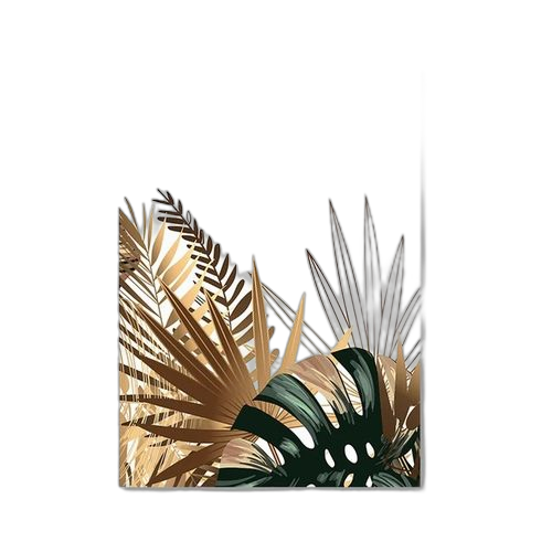 Décoration de la maison triptyque banane feuille d'or motif doré peinture à l'huile 40*55 cm