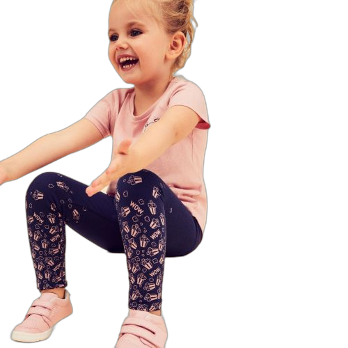 Domyos legging enfant coton basique bleu/rose avec motifs