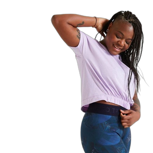 Domyos t shirt crop top ample fitness violet