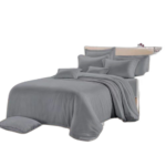 Drap coton et 2taies d'oreillers couleur gris lit double