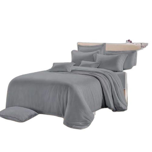 Drap coton et 2taies d'oreillers couleur gris lit double