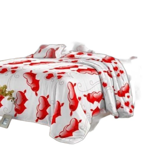 Drap de lit en coton cœur rouge 3 pièces 220x240cm