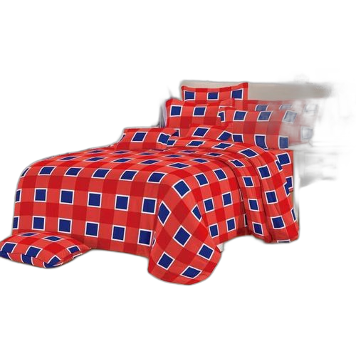 Drap double lit + 2 oreillers 100% coton rouge blanc bleu