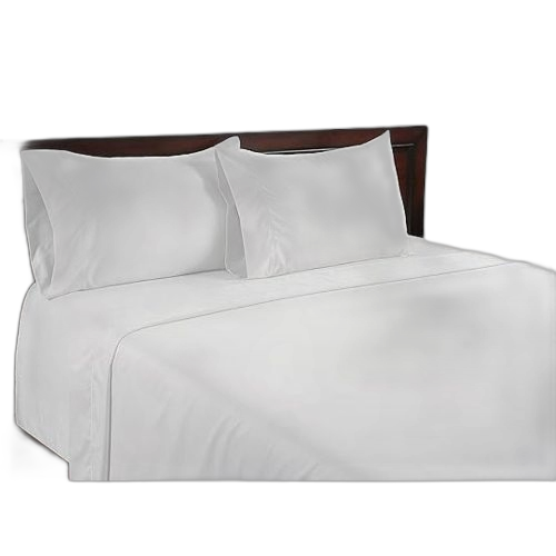 Drap double lit blanc 100% coton avec 2 taies d'oreillers blanc